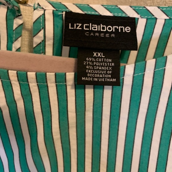 Green and white vertical blouse - Picture 3 of 4